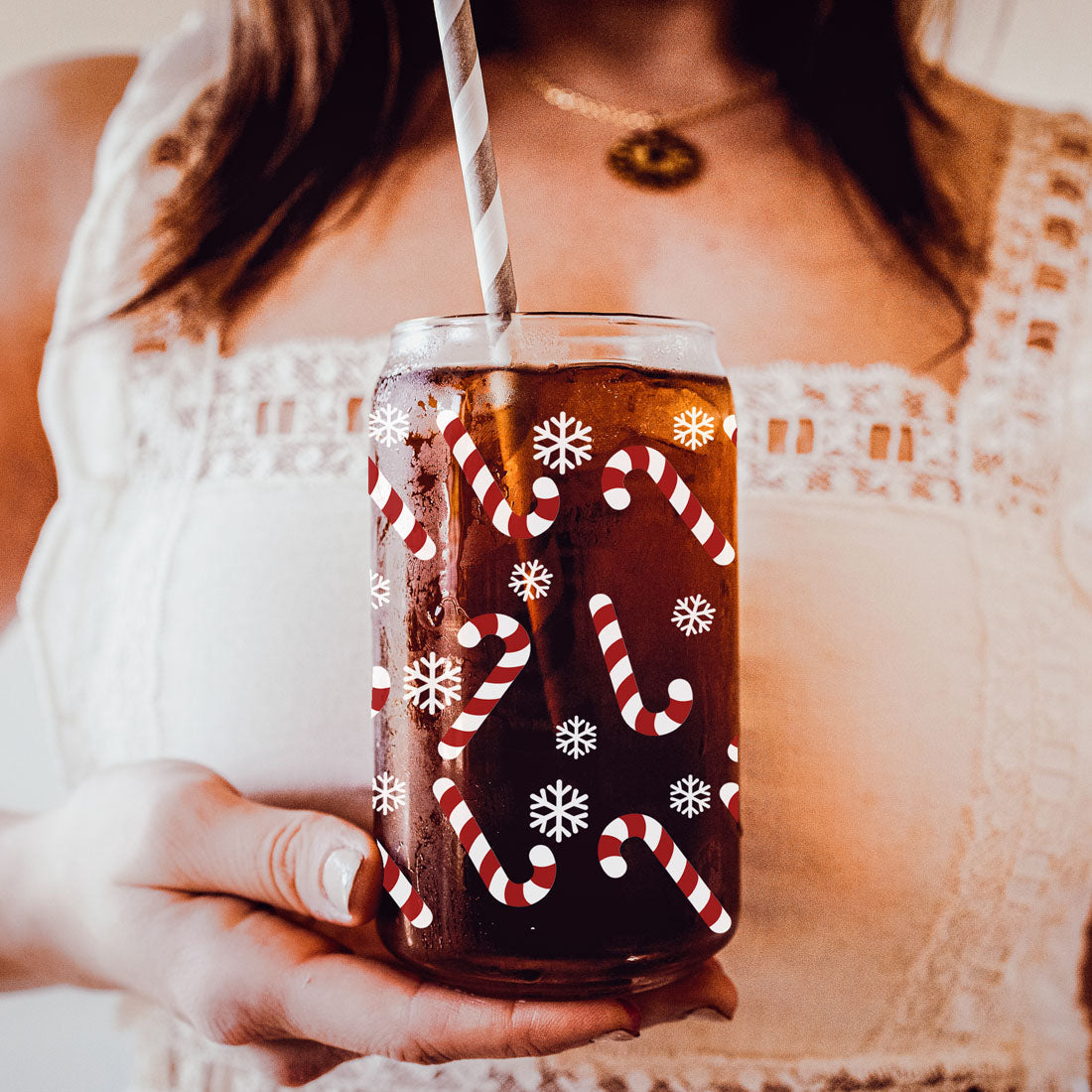 Candy Cane Glass Tumbler Sale