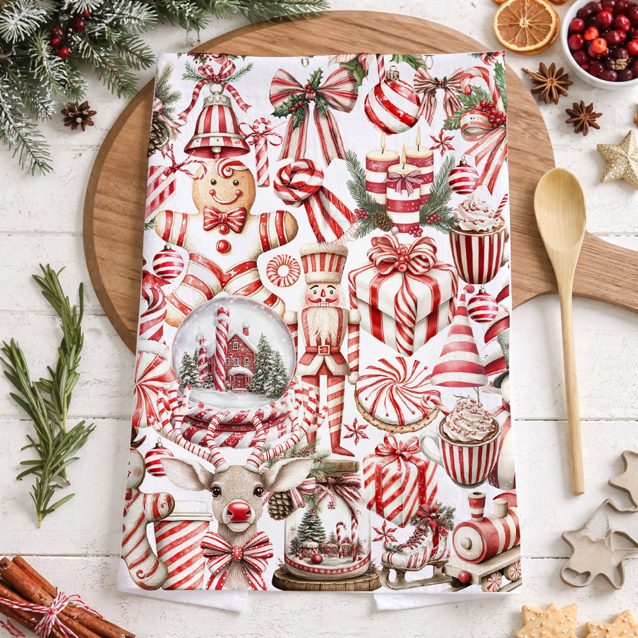 festive candy cane kitchen towel gift for women holiday decor
christmas candy towel kitchen decor
red white christmas towel for kitchen
holiday candy cane towel for baking