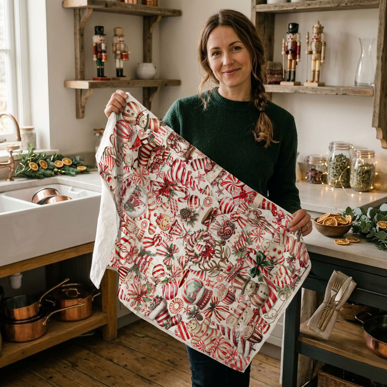 christmas kitchen towel for holiday baking and cooking
decorative dish towel for christmas kitchen cleanup
absorbent flour sack towel candy cane holiday use
kitchen hand towel for christmas decor and daily use
holiday towel for baking cookies christmas kitchen