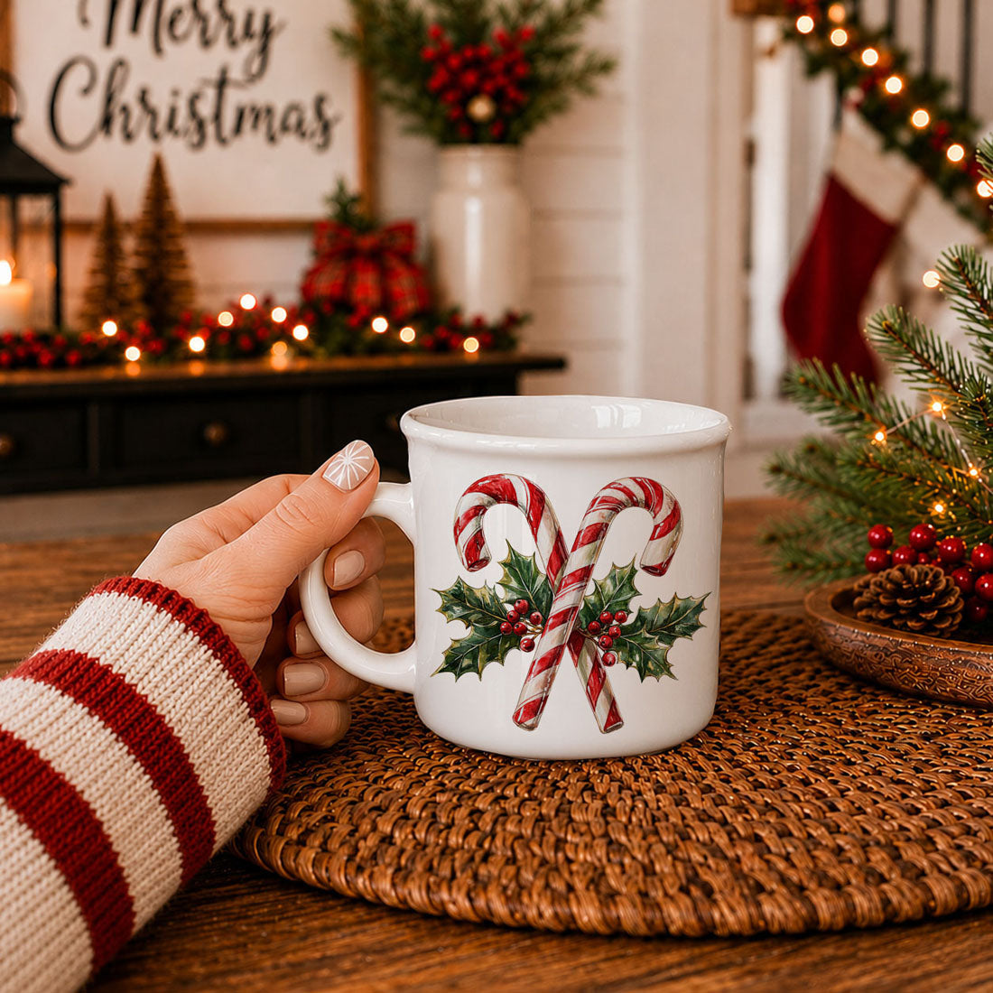 Holiday coffee mug with candy canes
Christmas mug with watercolor candy cane design
Candy cane ceramic coffee mug
Christmas mug with candy canes and holly
Festive holiday mug with candy cane artwork
Candy cane coffee cup for Christmas
Cute Christmas coffee mug with candy cane print
Holiday mug with red and white candy canes