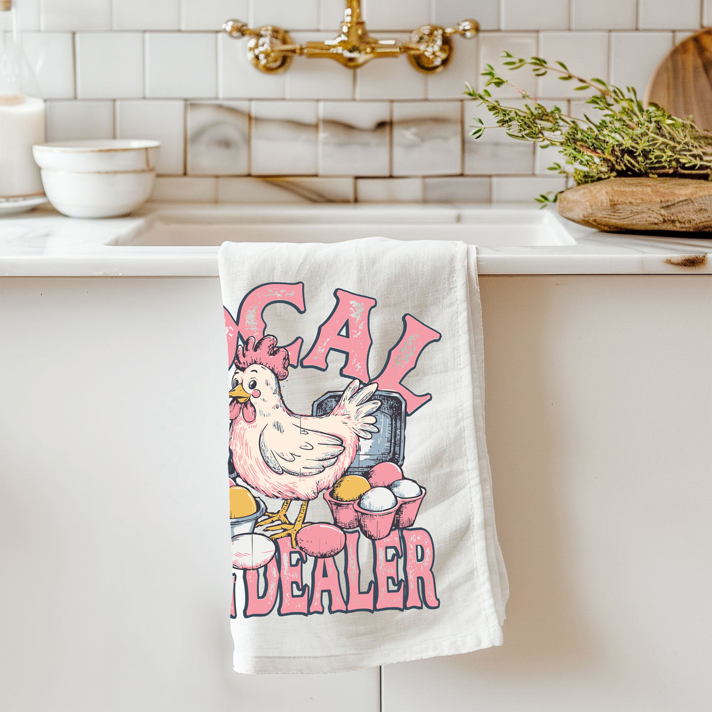 Funny farm life kitchen towel chicken egg dealer Easter
Hilarious chicken Easter towel egg dealer spring humor
Witty farm kitchen towel chicken egg dealer design
Clever chicken Easter towel egg dealer farm joke
chicken and egg funny flour sack towel