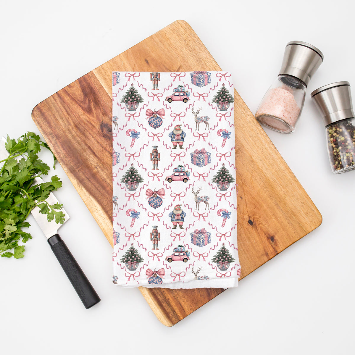 Pink blue chinoiserie Christmas kitchen towels cotton
Holiday kitchen towels 18x29 flour sack cotton