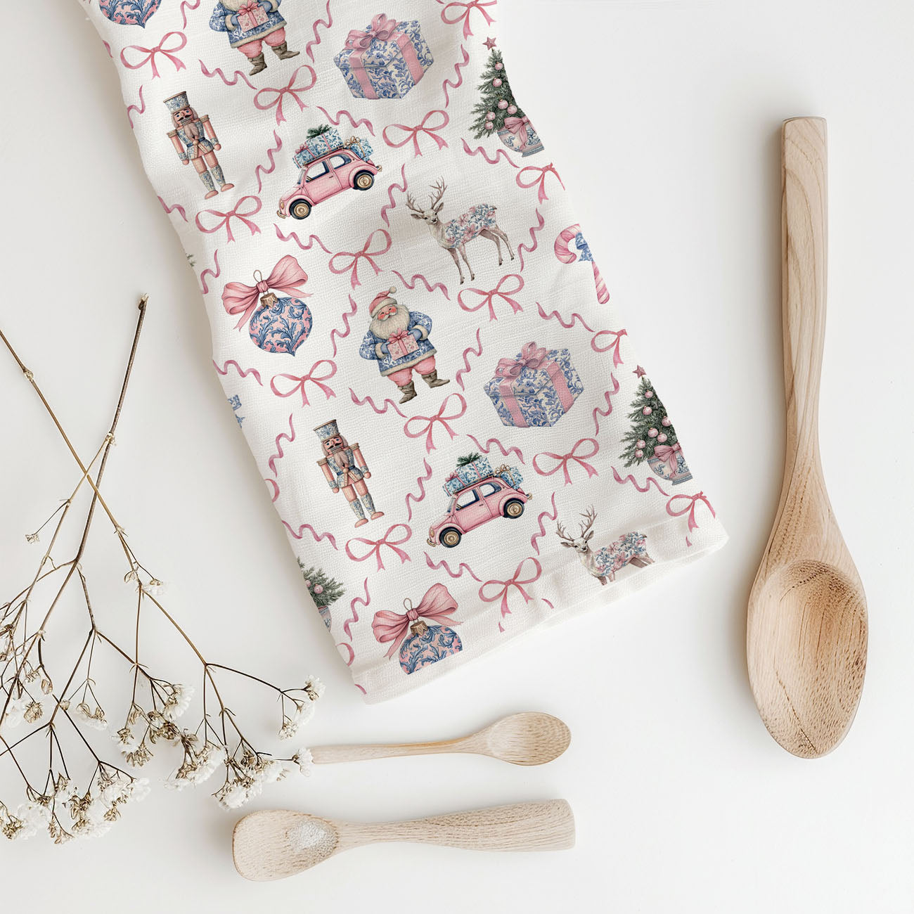 soft feminine christmas kitchen towel pink blue palette
muted pastel christmas decor kitchen towel aesthetic
pink holiday decor kitchen towel with soft blue tones
neutral christmas kitchen towel pink blue elegant decor
pastel farmhouse christmas towel pink blue kitchen styling