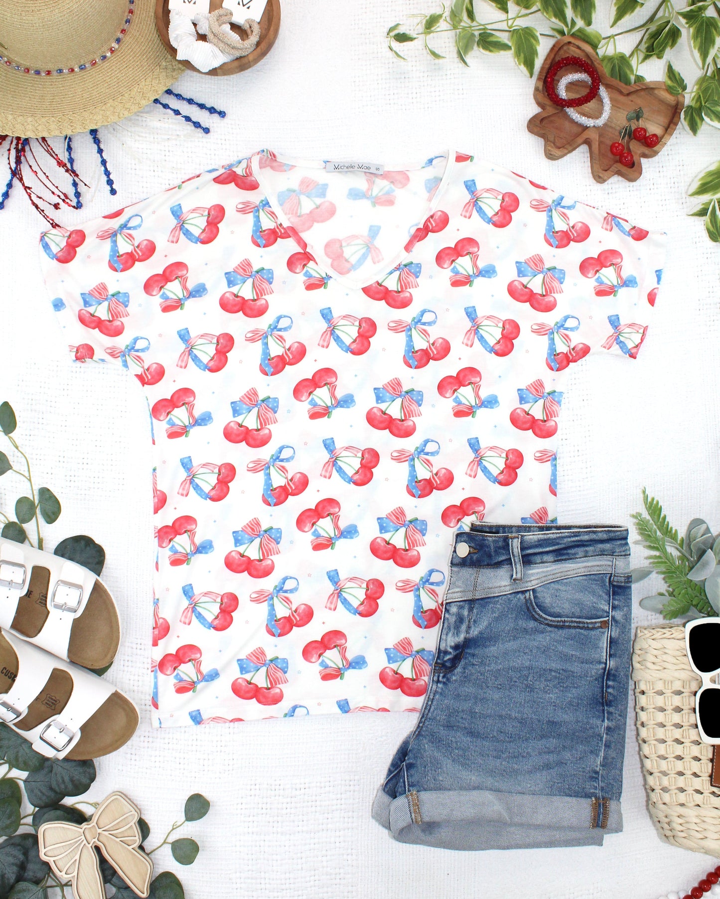 IN STOCK Chloe Cozy Top - Patriotic Cherries