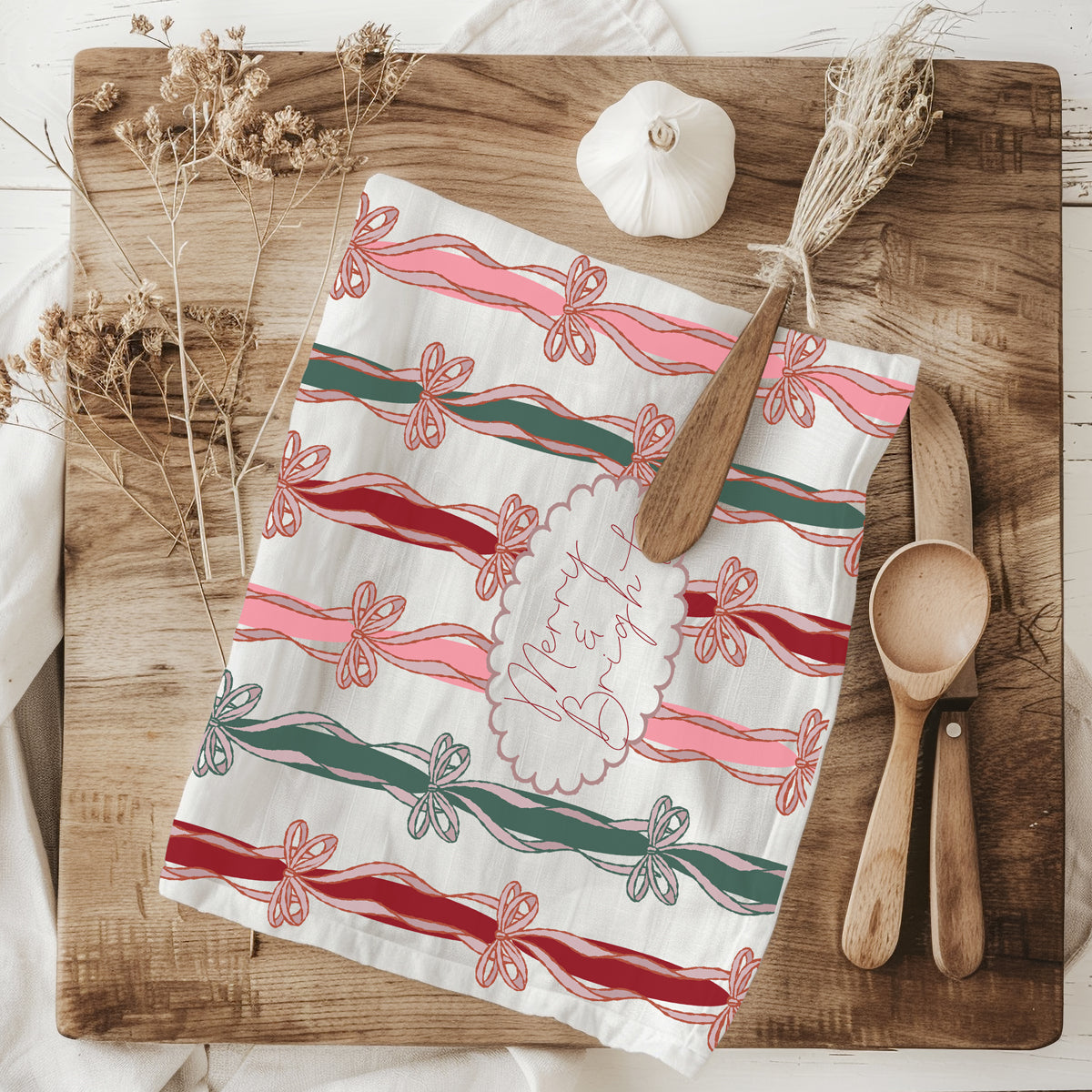 Holiday kitchen seasonal styling
Holiday bow kitchen decor towel
Festive ribbon kitchen towel design
Christmas ribbon bow kitchen accessories
Pretty Christmas kitchen towel bow