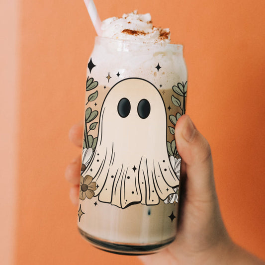 Halloween garden decor cup
Spooky garden lover gift
Ghost aesthetic tumbler
Moon and mushroom pattern glass