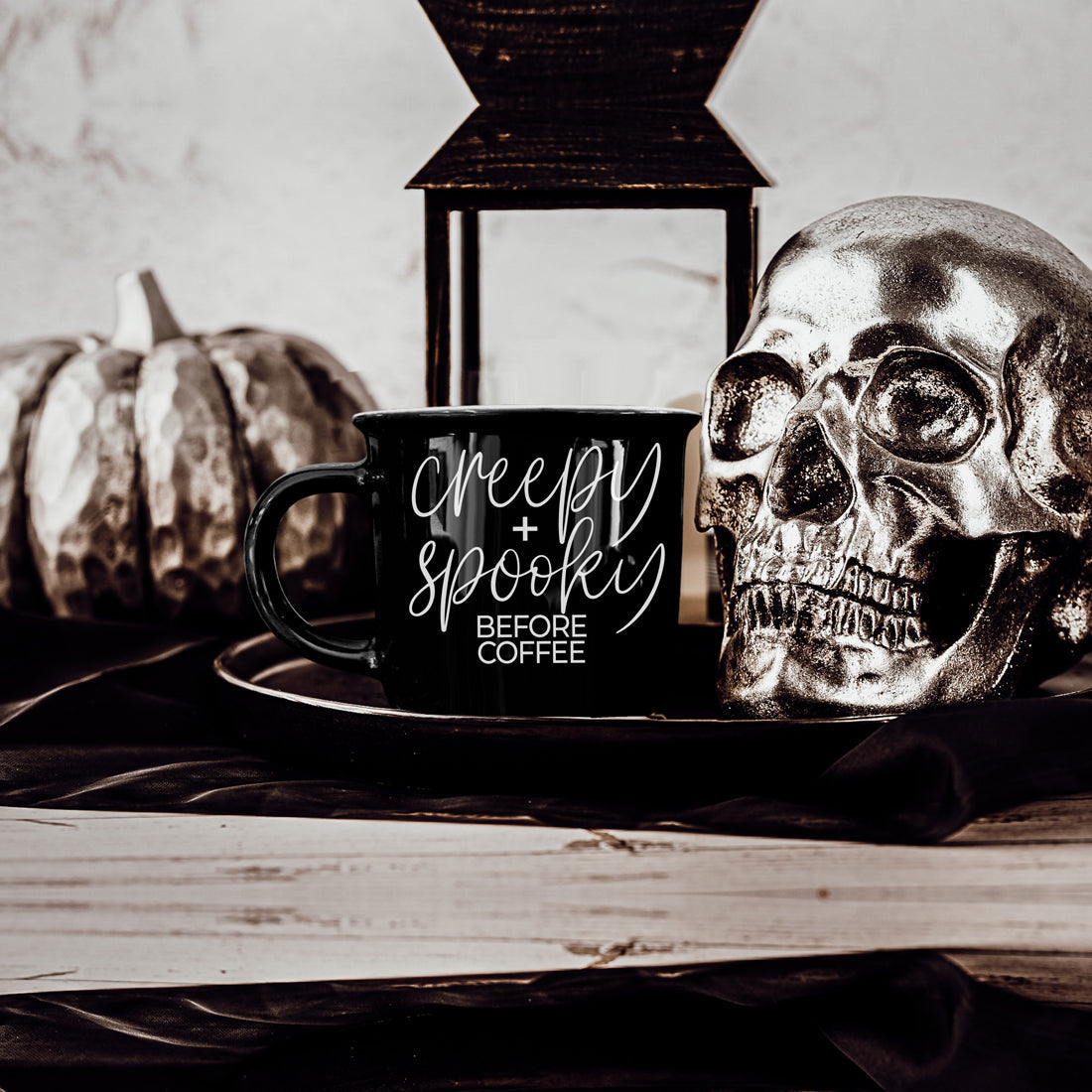 Coffee Addict Halloween Theme Mug Creepy and Spooky Text
Morning Coffee Halloween Mug Creepy Before Caffein