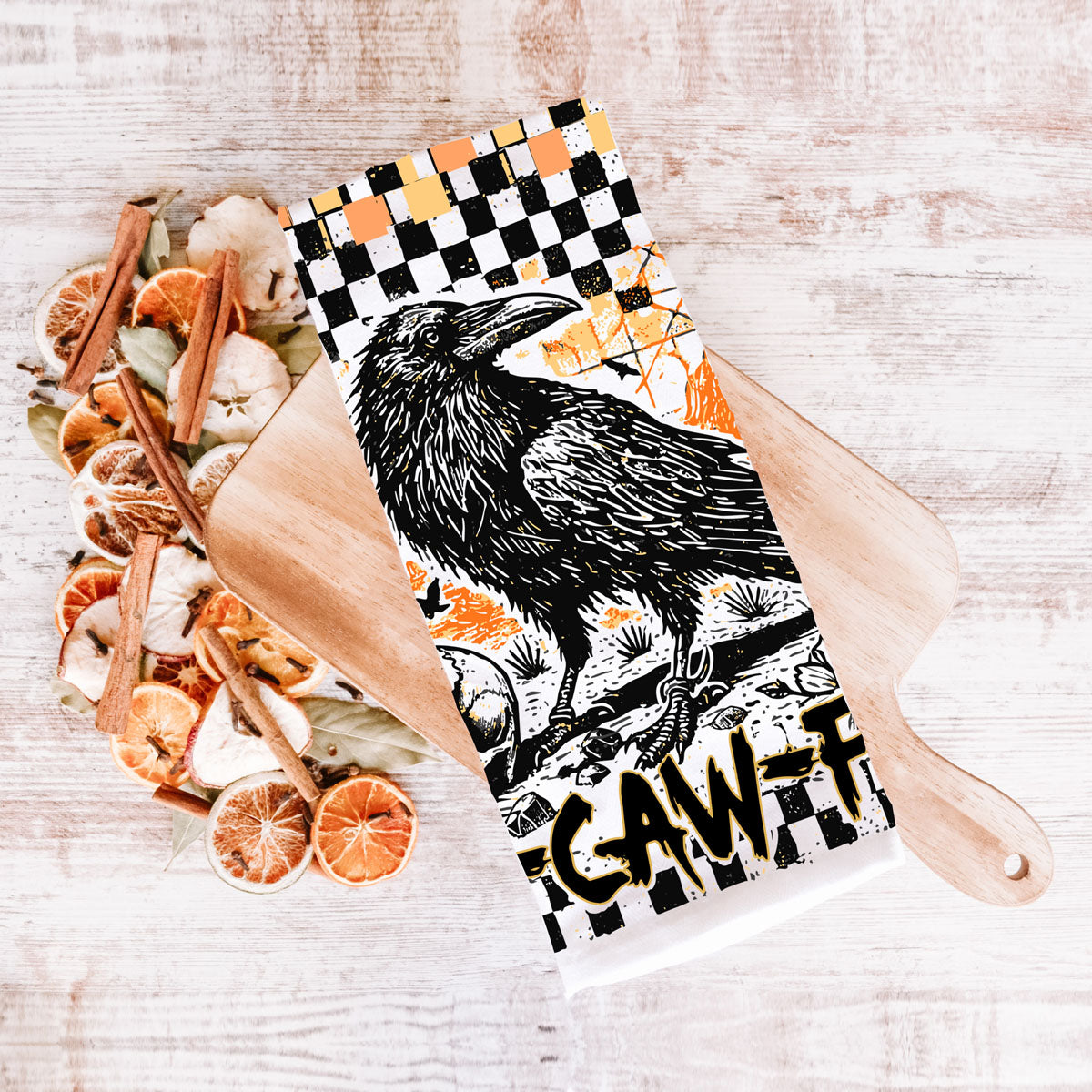 unique crow lover gift halloween cotton dish towel
spooky season crow towel for october kitchen decorating
raven and bones halloween towel for oven door
western goth halloween dish towel with crow and cactus
all hallows eve gothic crow towel for autumn décor