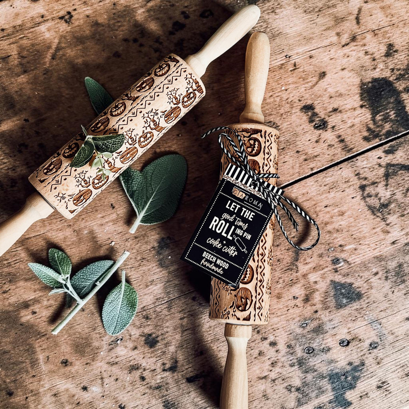 Halloween baking essentials wooden roller
pumpkin rolling pin product lifestyle kitchen
engraved cookie roller Halloween baking tool
decorative rolling pin for holiday baking
pumpkin cookie roller farmhouse kitchen decor
Halloween baking rolling pin flat lay