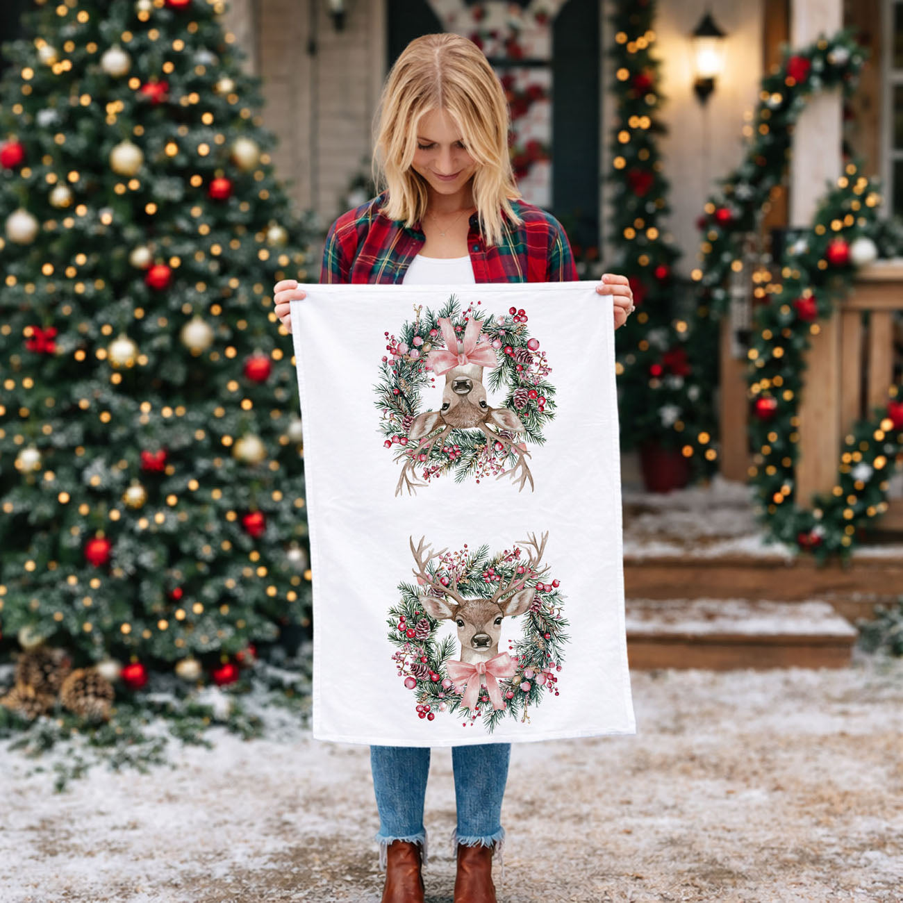 holiday entertaining kitchen towel deer wreath
baking flat lay christmas towel deer design
kitchen towel for cozy christmas morning deer
holiday kitchen styling towel deer wreath
christmas brunch kitchen decor towel deer
holiday kitchen towel lifestyle outdoor christmas deer
christmas towel styled with greenery and berries deer