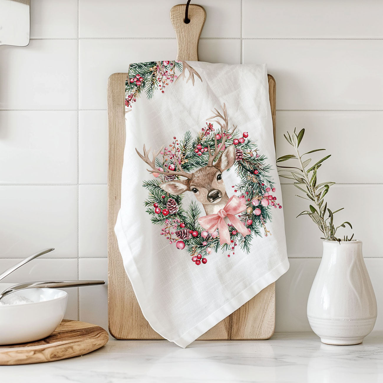 christmas gift idea kitchen towel deer wreath
holiday gift for mom farmhouse kitchen towel deer
hostess gift christmas towel deer decor
unique christmas gift deer kitchen towel
giftable holiday kitchen towel rustic deer design
