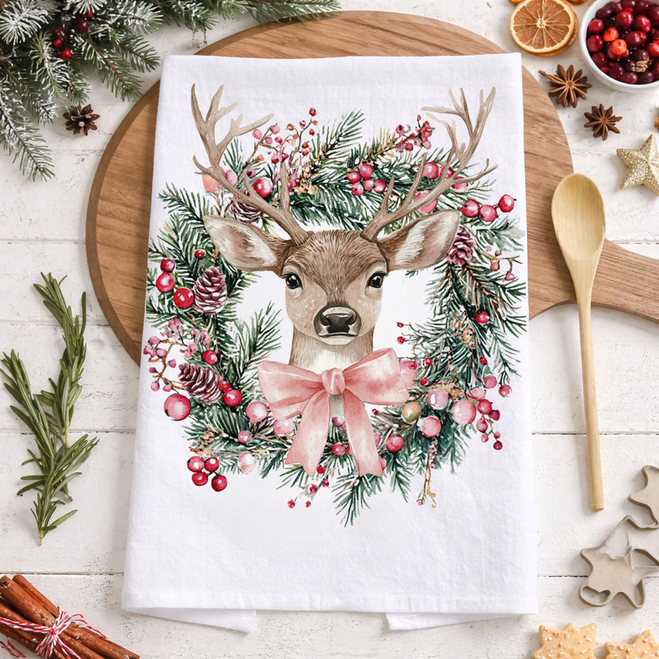 small christmas gift deer dish towel
stocking stuffer kitchen towel deer christmas
christmas gift for farmhouse decor lovers towel
holiday gift basket filler deer kitchen towel
practical christmas gift deer towel decor