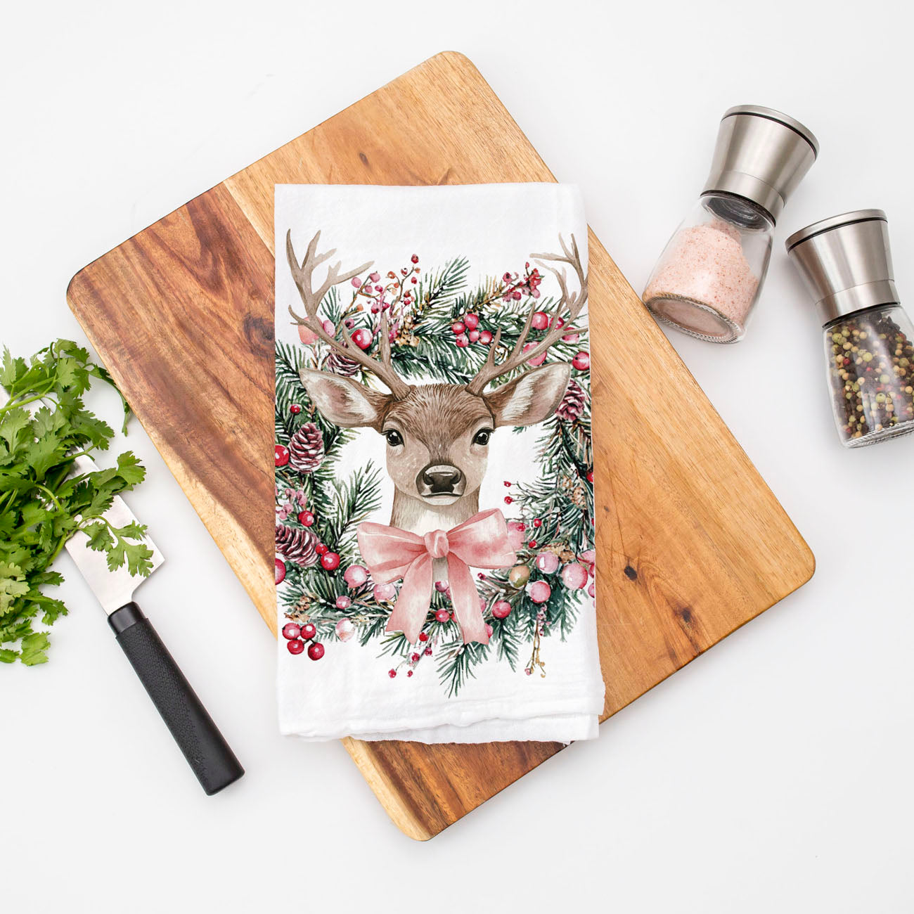 christmas towel with deer illustration rustic decor
deer themed christmas kitchen accessories towel
christmas decor for deer lovers home kitchen towel
animal print christmas kitchen towel deer design
nature christmas decor deer wreath towel