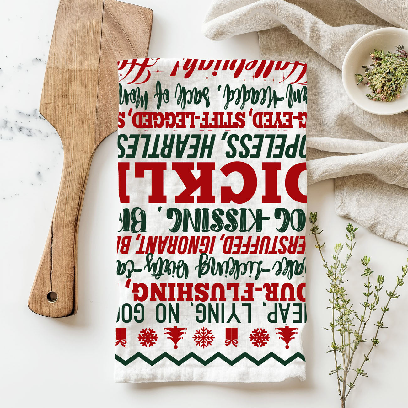 Bring humor to your holiday kitchen with this Christmas kitchen towel featuring iconic Griswold-inspired quotes. Made from soft, absorbent flour sack cotton, this festive dish towel is perfect for decorating, gifting, and adding a funny touch to your Christmas decor.