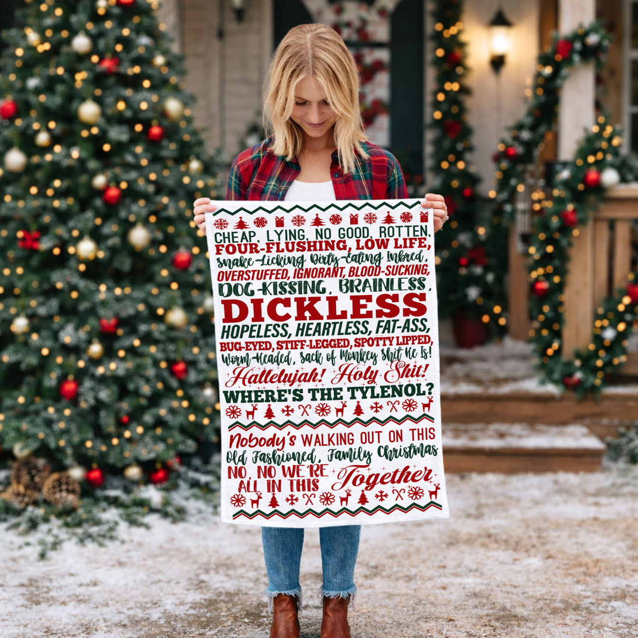 cozy christmas home decor humorous kitchen towel
kitchen towel decor with personality holiday styling
modern christmas kitchen decor funny quote towel
festive home decor kitchen towel humorous design