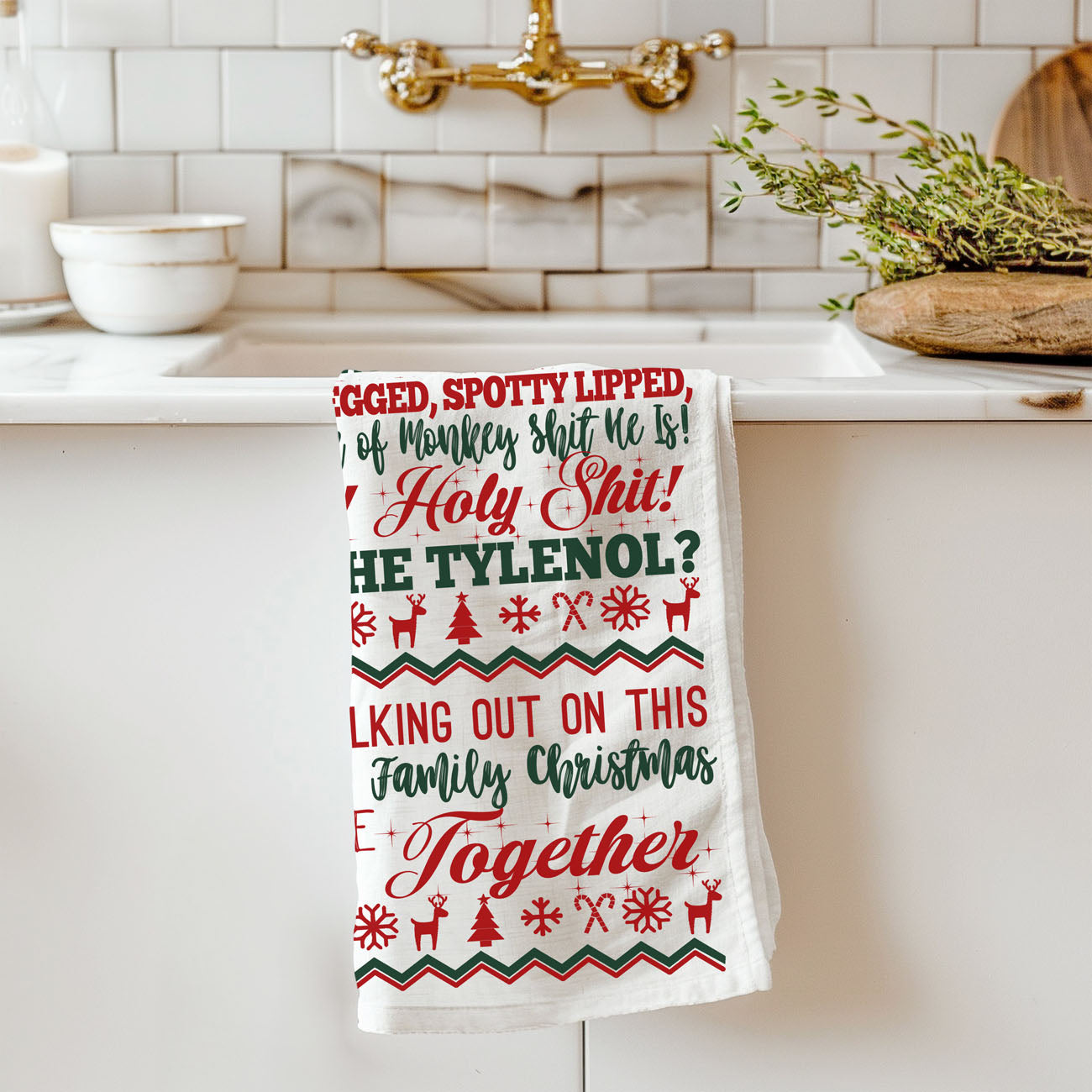 kitchen towel for holiday family gatherings humor
christmas spirit but make it funny kitchen towel
holiday chaos aesthetic kitchen towel funny design
kitchen towel for christmas dinner stress relief