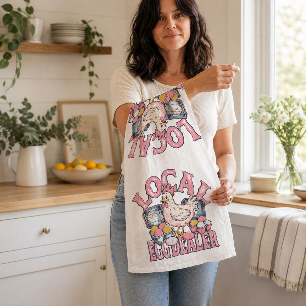 Wholesaler Pink lettering chicken kitchen towel egg dealer Easter
Retro typography farm towel chicken eggs spring
Denim overalls chicken kitchen towel egg dealer humor
Colorful eggs kitchen towel chicken farm Easter design
spring farmhouse decor kitchen towel
easter towel with chicken design
