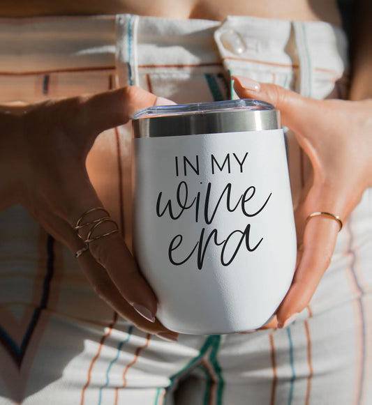 White stainless steel wine tumblers with lid and funny sayings