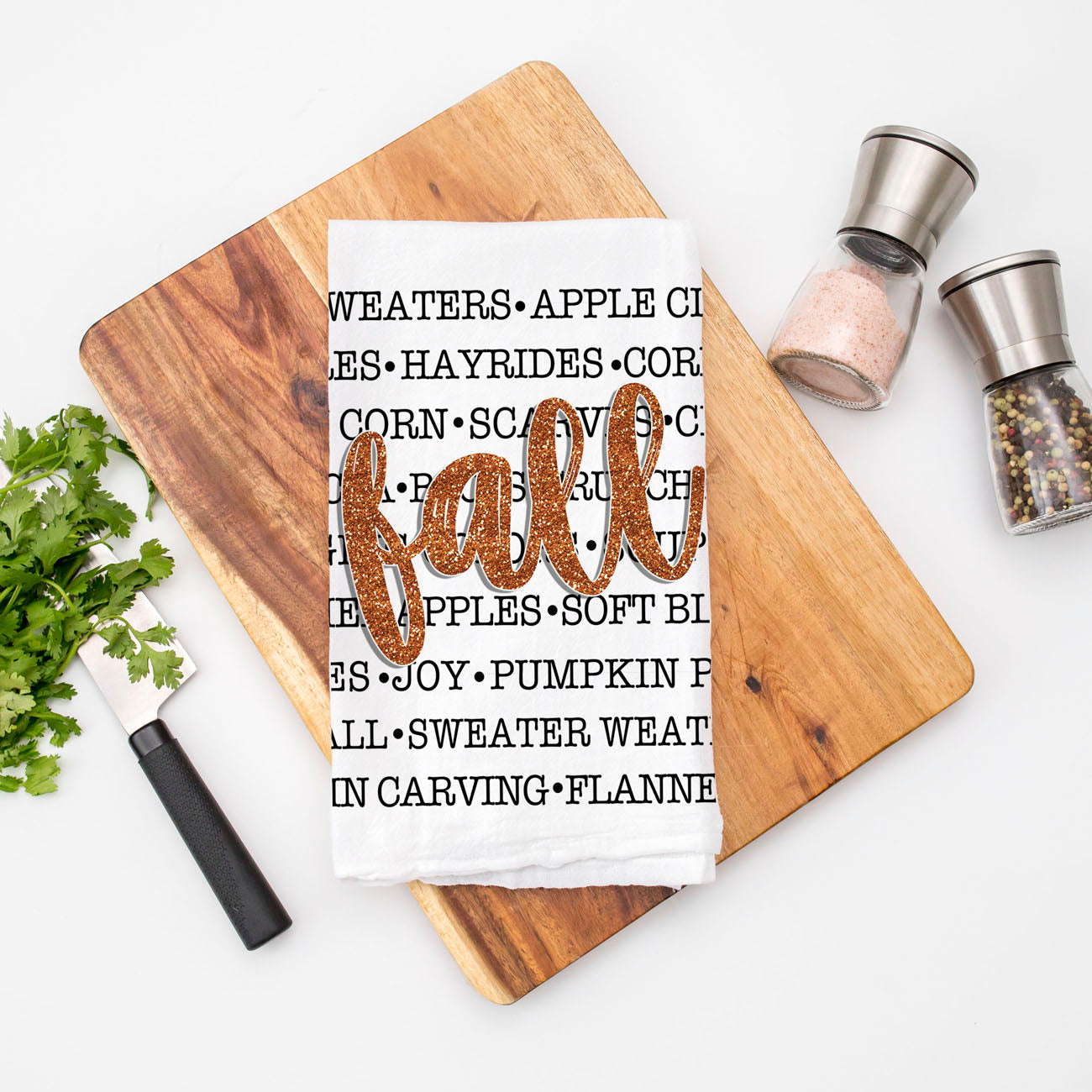 seasonal fall phrases cotton hand towel 
rustic farmhouse fall word towel with black text
fall themed flour sack towel with cozy autumn sayings
cozy fall phrase towel for thanksgiving kitchen décor
Cozy Autumn Typography Dish & Hand Towel for Farmhouse Kitchen Décor