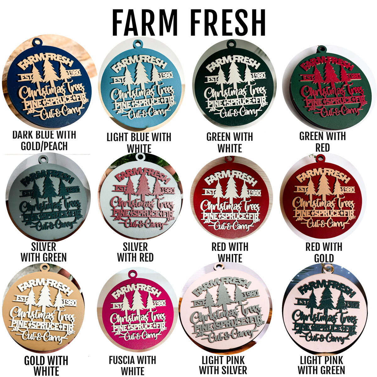 farmhouse christmas ornament set
