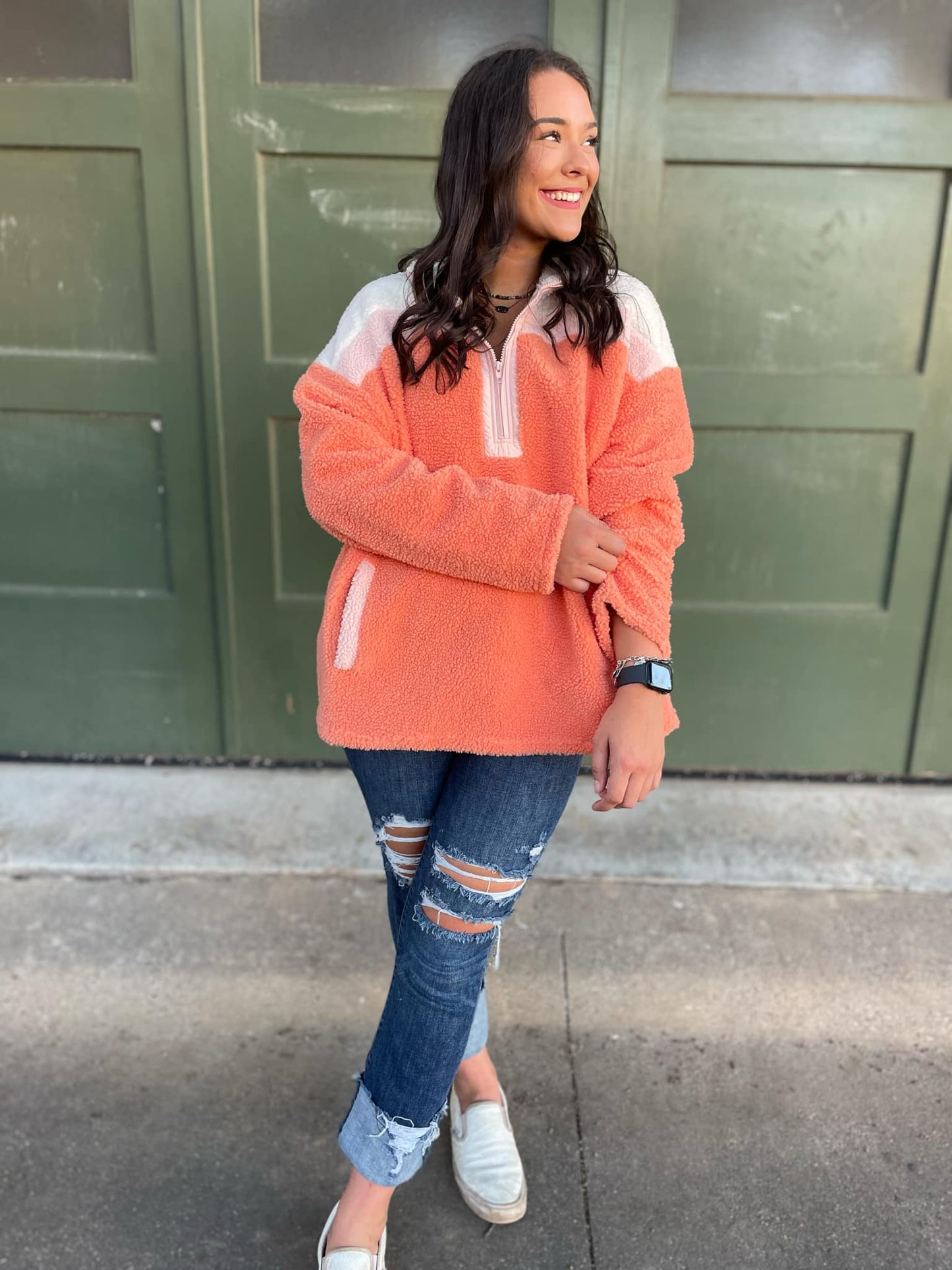 PREORDER: Half Zip Fleece Pullover in Sherbet