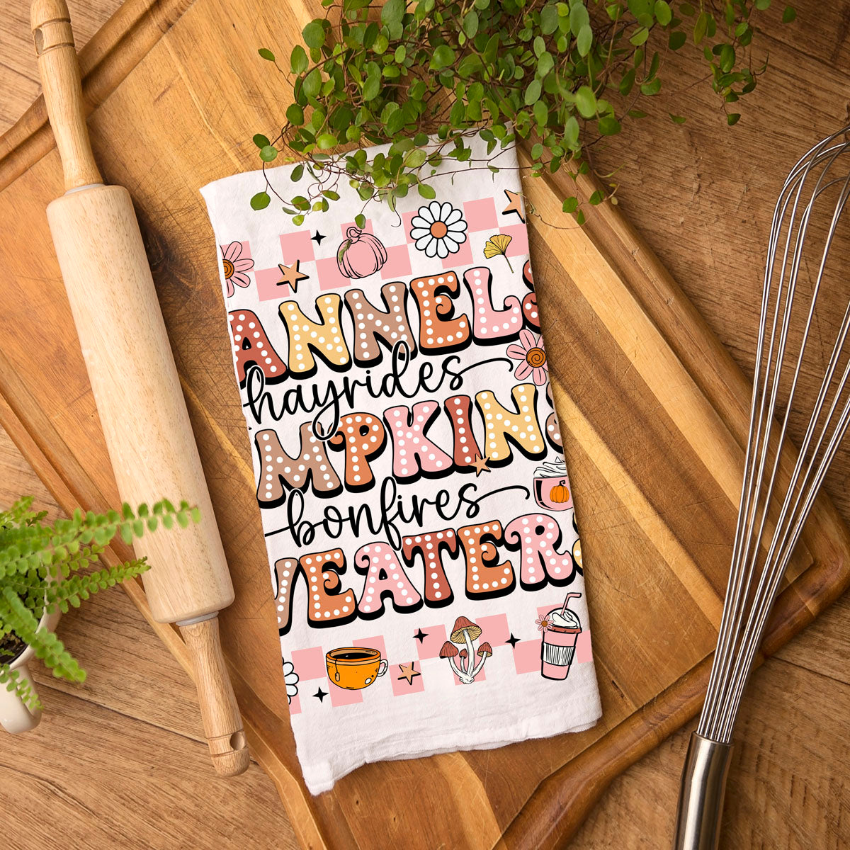 pink retro fall kitchen towel flannels hayrides pumpkins bonfires sweaters
girly fall dish towel with pink and orange retro Fonts
flour sack cotton fall towel with bubbly fall words design
retro 70s style fall kitchen towel in pink and brown
soft pink autumn pumpkin towel for teen bedroom décor