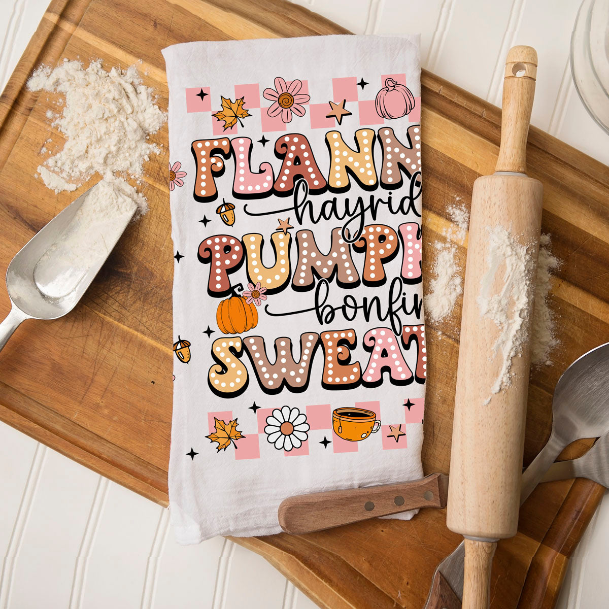 cute fall phrases towel for teen girl bedroom décor
pink autumn kitchen towel 
cozy girl fall towel with pumpkins coffee and sweaters
pastel fall towel perfect for influencer style kitchen décor
pink retro fall themed dish towel for thanksgiving prep