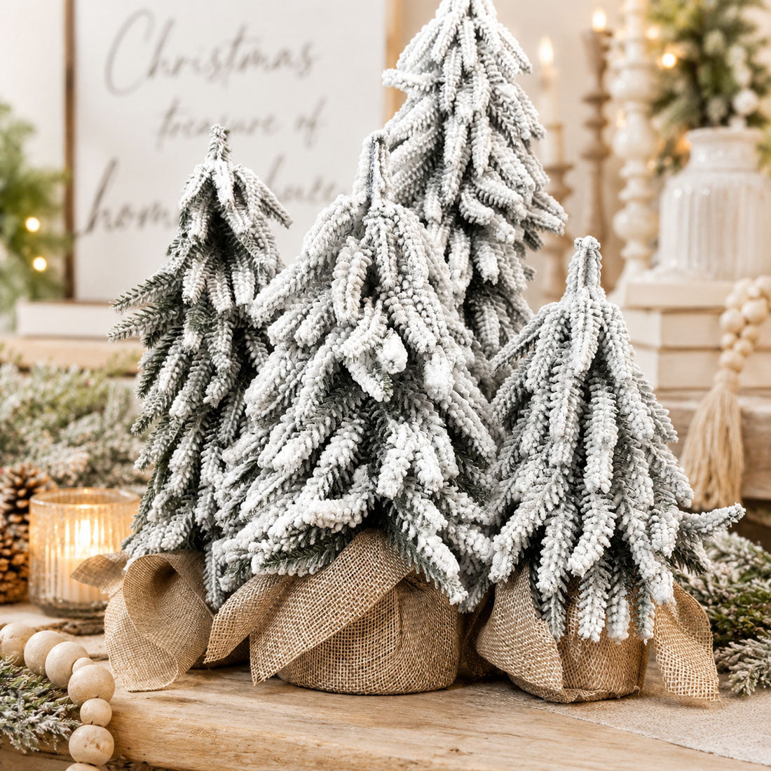 Snow Christmas Trees 4pk