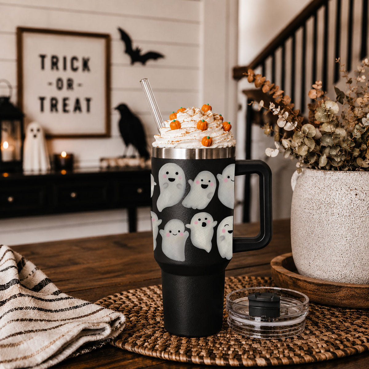 Spooky season water tumbler with ghost design
Cute Halloween travel cup with ghost wrap
Black fall tumbler with cute ghost design
Halloween tumbler for iced coffee water and tea
40oz ghost travel cup for spooky season
Cute ghost tumbler for Halloween lovers
Spooky Halloween tumbler with happy ghost pattern
Cute ghost drinkware for fall and Halloween
Halloween ghost tumbler with black background