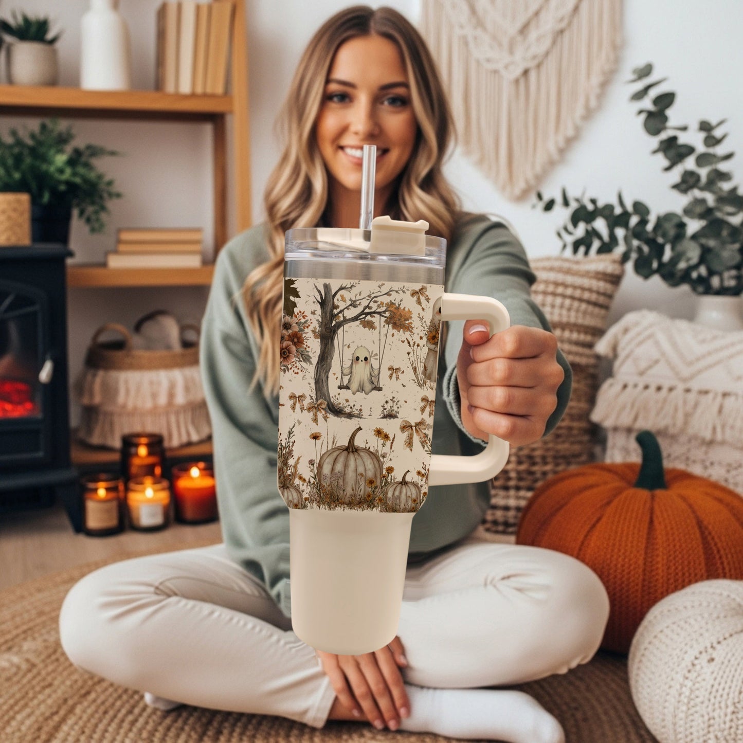Whimsical autumn tumbler with floral wreath ghosts and boho fall details

Cute boho chic Halloween tumbler with pumpkins, flowers, and cottagecore ghosts
cute ghost tumbler
neutral ghost tumbler aesthetic
cottagecore halloween tumbler
ghost pumpkin tumbler
cute autumn ghost hydration tumbler
neutral floral ghost tumbler aesthetic gift
ghost tumbler for halloween season coffee