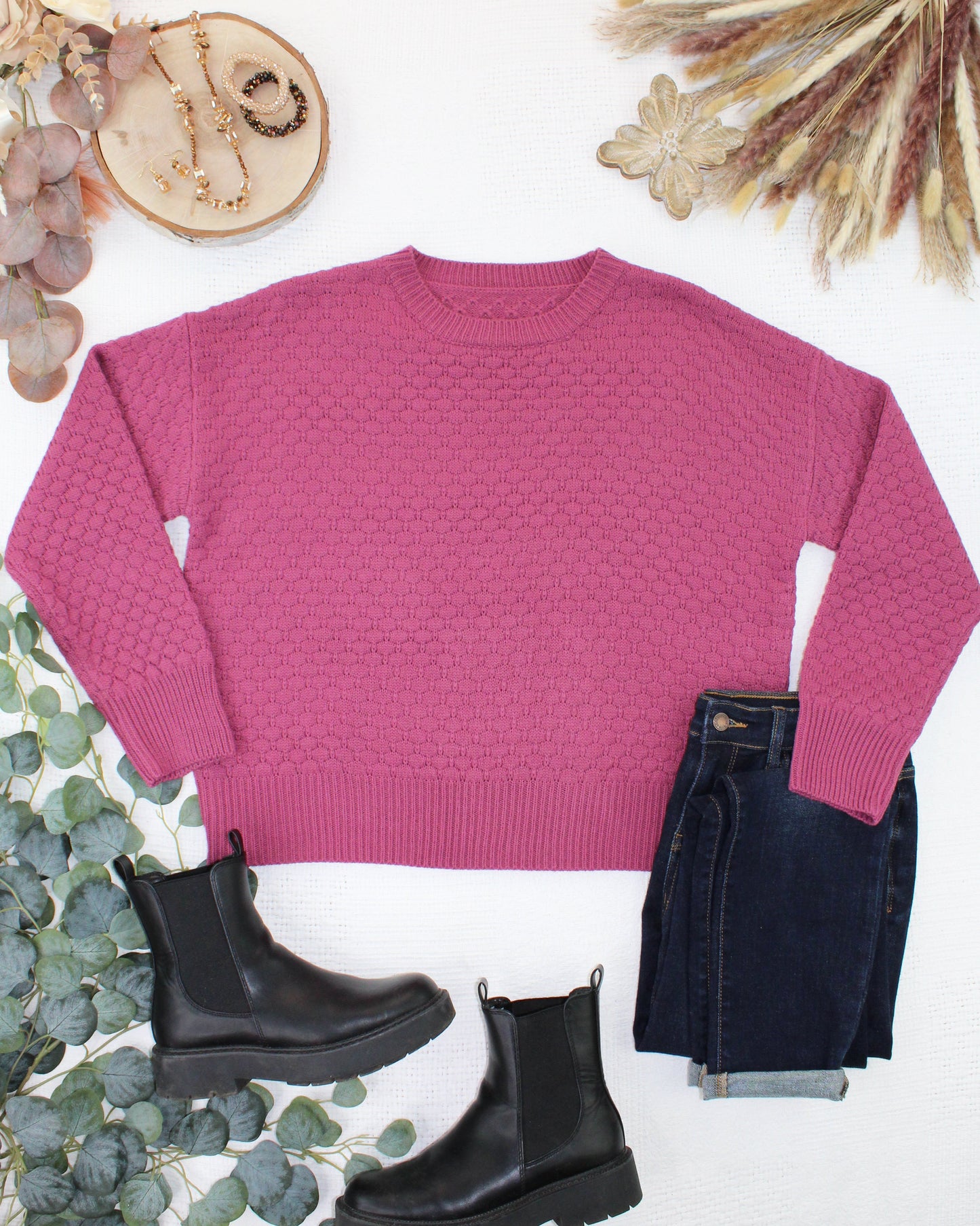 IN STOCK Gianna Pullover Sweater - Raspberry