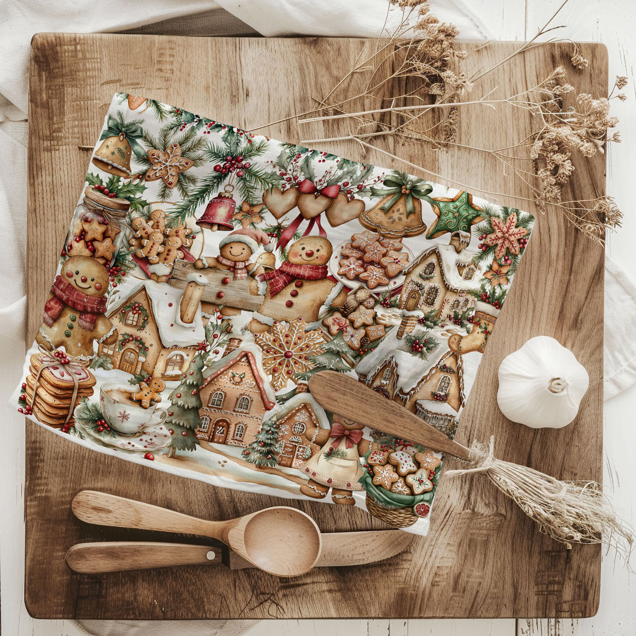Christmas baking towel gingerbread cookie theme
holiday kitchen towel for cookie decorating season
festive dish towel for Christmas baking setup
Christmas pastry themed tea towel decor
baking lover Christmas kitchen accessory towel