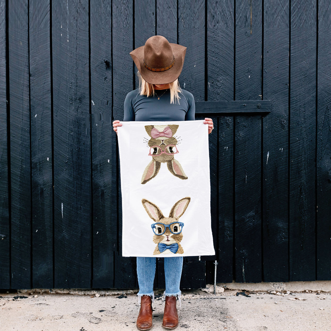 cute bunny glasses easter hand towel
3d look easter bunny tea towel
100 percent cotton flour sack towel
soft absorbent 180gsm kitchen towel
cotton towel with hanging loop
durable easter kitchen tea towel