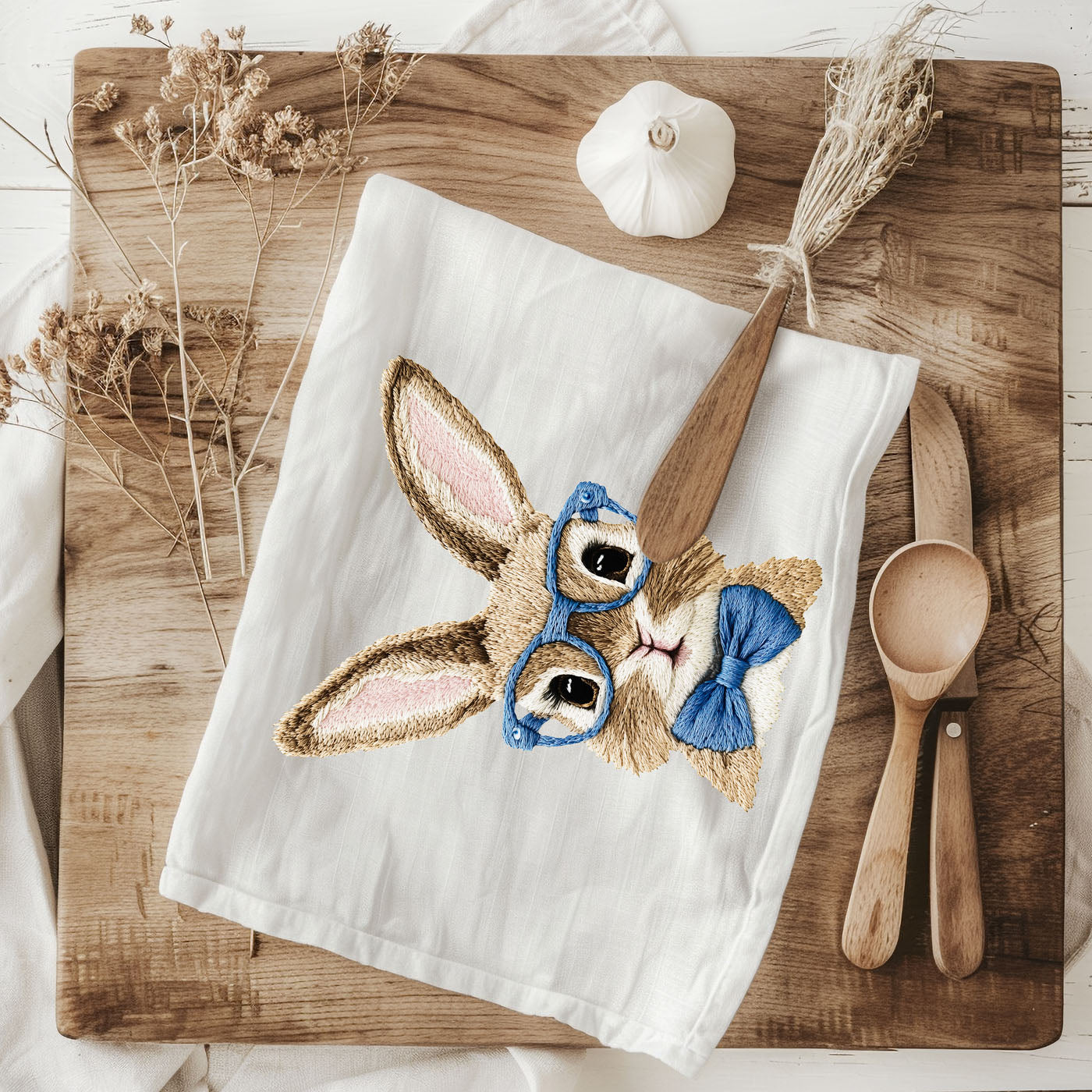 Premium embroidered bunny kitchen towel farmhouse
3D bunny kitchen towel embroidered bow tie spring
Textured bunny embroidery dish towel blue pink Easter
Dimensional embroidered bunny kitchen towel farmhouse