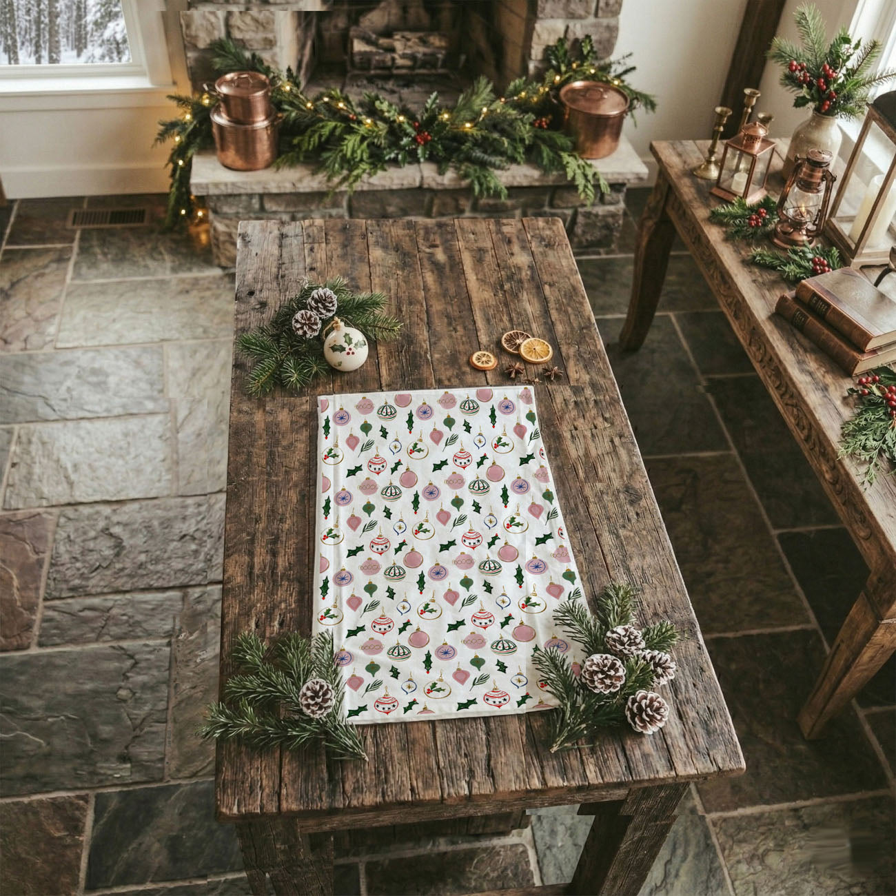 cozy winter kitchen decor christmas towel
simple farmhouse holiday kitchen towel
vintage christmas ornament aesthetic kitchen towel
retro holiday ornament kitchen towel pattern
christmas home styling kitchen towel decor
holiday kitchen towel for gift basket filler