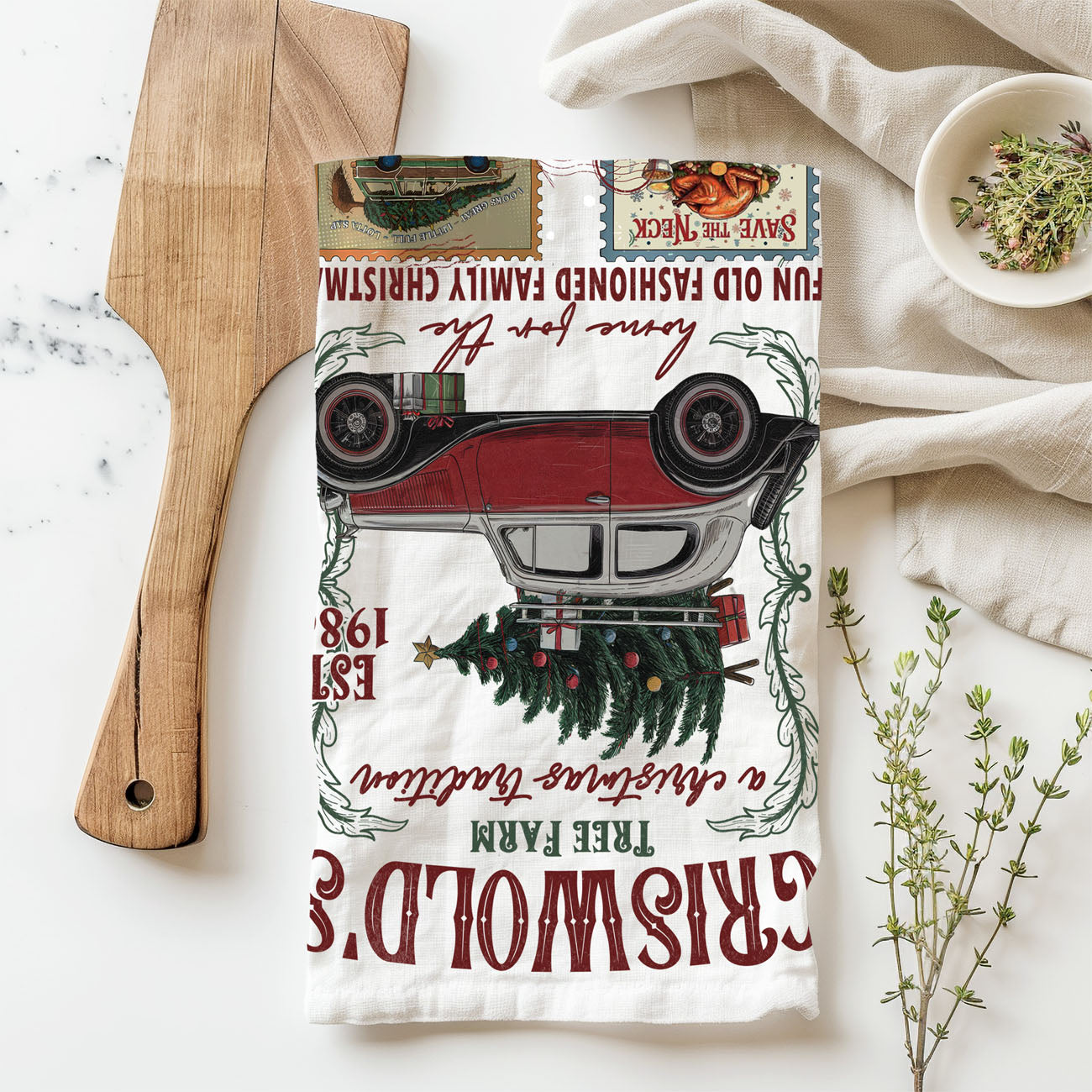 funny vintage christmas movie style dish towel
retro holiday film aesthetic kitchen towel
iconic holiday comedy inspired kitchen decor
throwback christmas movie themed towel gift
holiday movie nostalgia kitchen towel decor