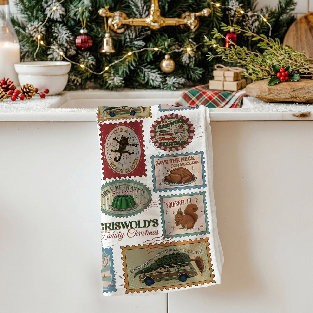 country christmas kitchen towel funny
christmas vacation inspired kitchen towel
griswold family christmas decor towel
funny holiday movie quote dish towel
retro christmas movie decor kitchen towel
