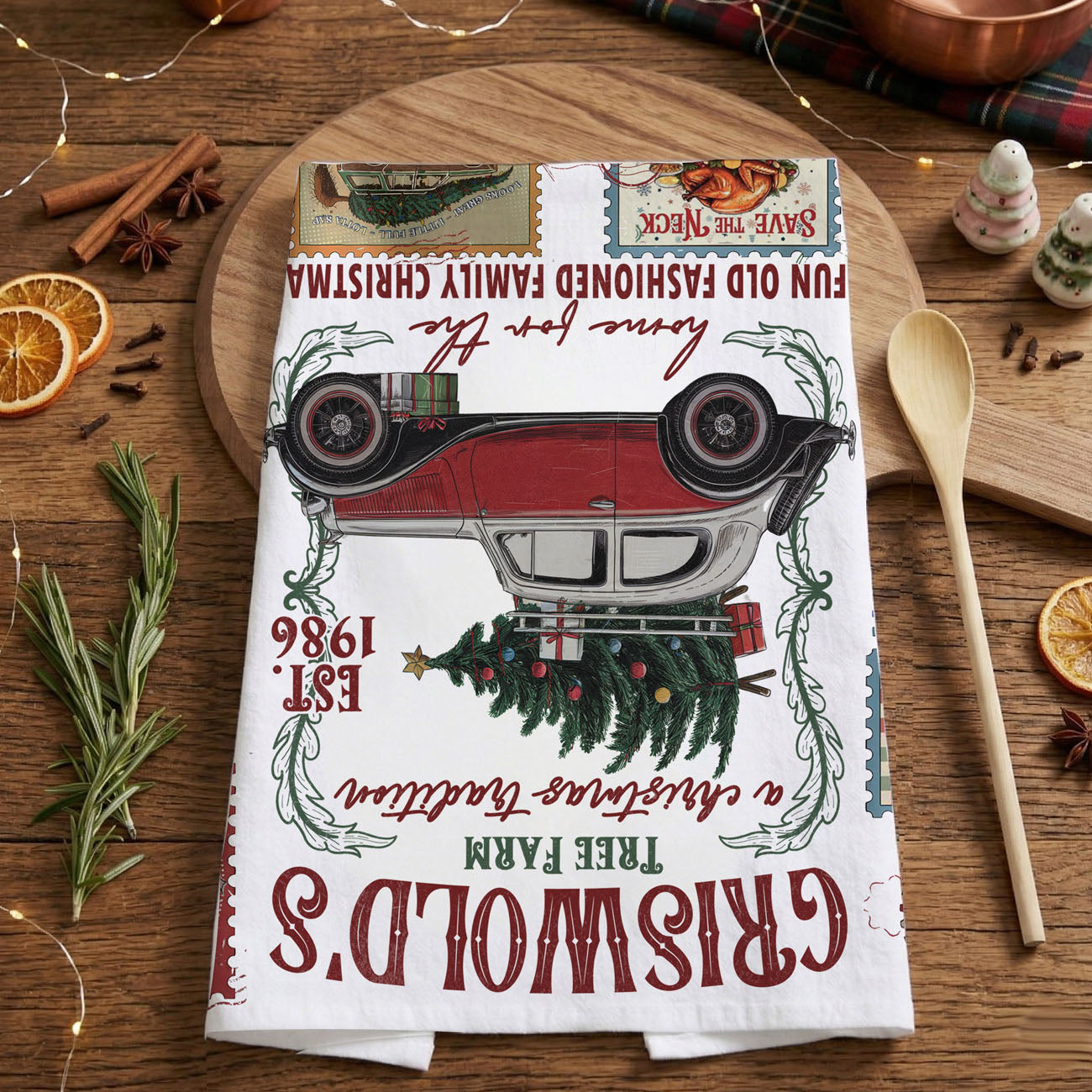 kitchen gift for someone who loves christmas movies
affordable funny christmas gift kitchen accessory
unique hostess present holiday themed dish towel
christmas kitchen decor gift for holiday lovers