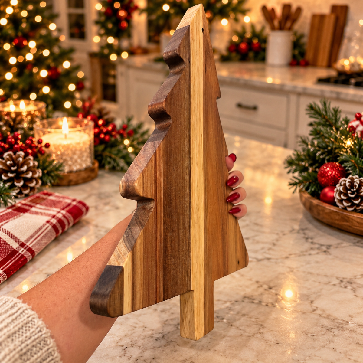 rustic holiday serving board
Christmas cheese platter
Christmas dessert platter
holiday grazing board
Christmas appetizer tray
wooden tree shaped cheese board
Christmas gift for a newlywed couple
Holiday gift for a new homeowner