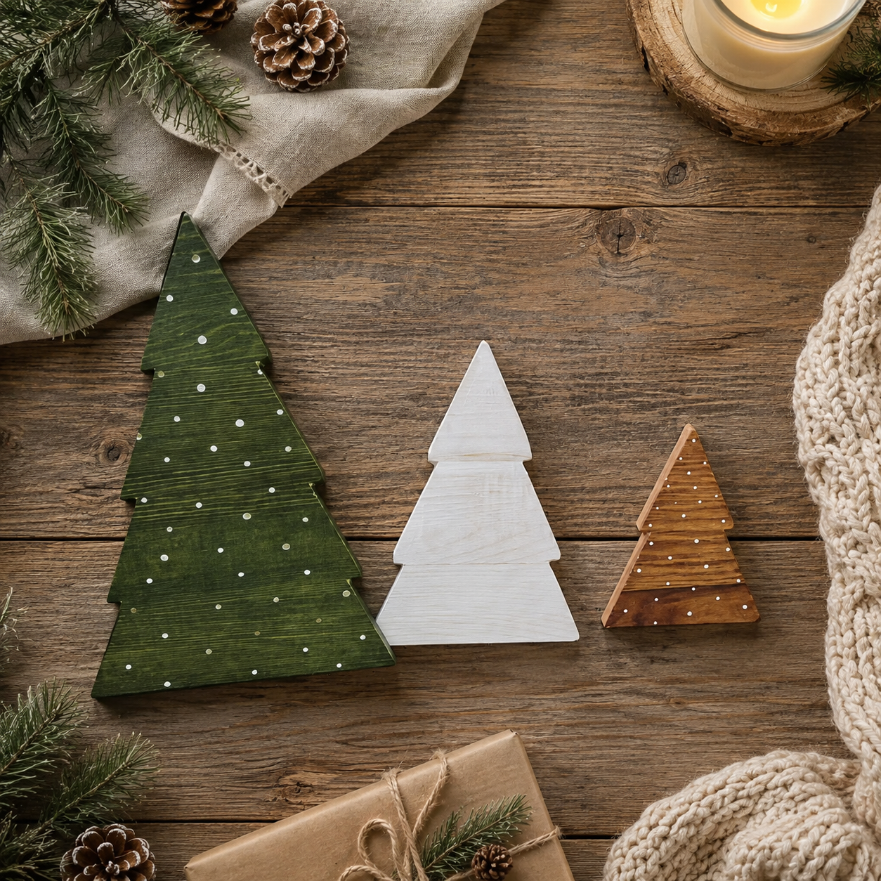 Decorative boxwood Christmas trees for shelves and mantels
Set of three freestanding wooden holiday trees
Small wooden Christmas tree decorations with snowy white dots
Rustic boxwood Christmas tree figurine set
Wooden tabletop trees for Christmas home décor
Hand-painted wooden Christmas tree decorations
Christmas tree figurines made from natural boxwood
Decorative wooden trees in coordinating holiday colors
