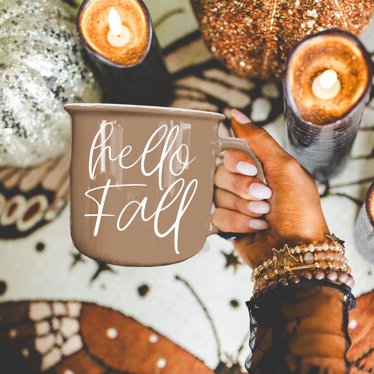 hello fall mug for thanksgiving hostess gift
cute hello fall drinkware for fall coffee bar
hello fall mug set for autumn kitchen styling