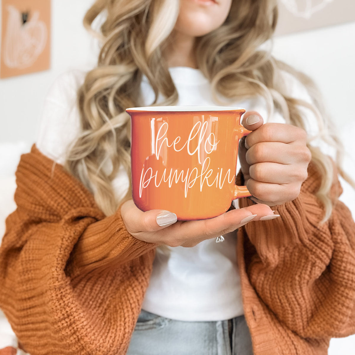 pumpkin orange ceramic mug for hot drinks
fall aesthetic mug with cozy vibes
warm orange mug for pumpkin spice latte
autumn morning coffee cup by window