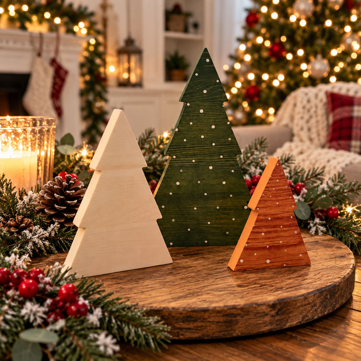 rustic holiday home decorations
green wooden Christmas tree decor
natural wood Christmas tree decoration
brown wooden Christmas tree decor