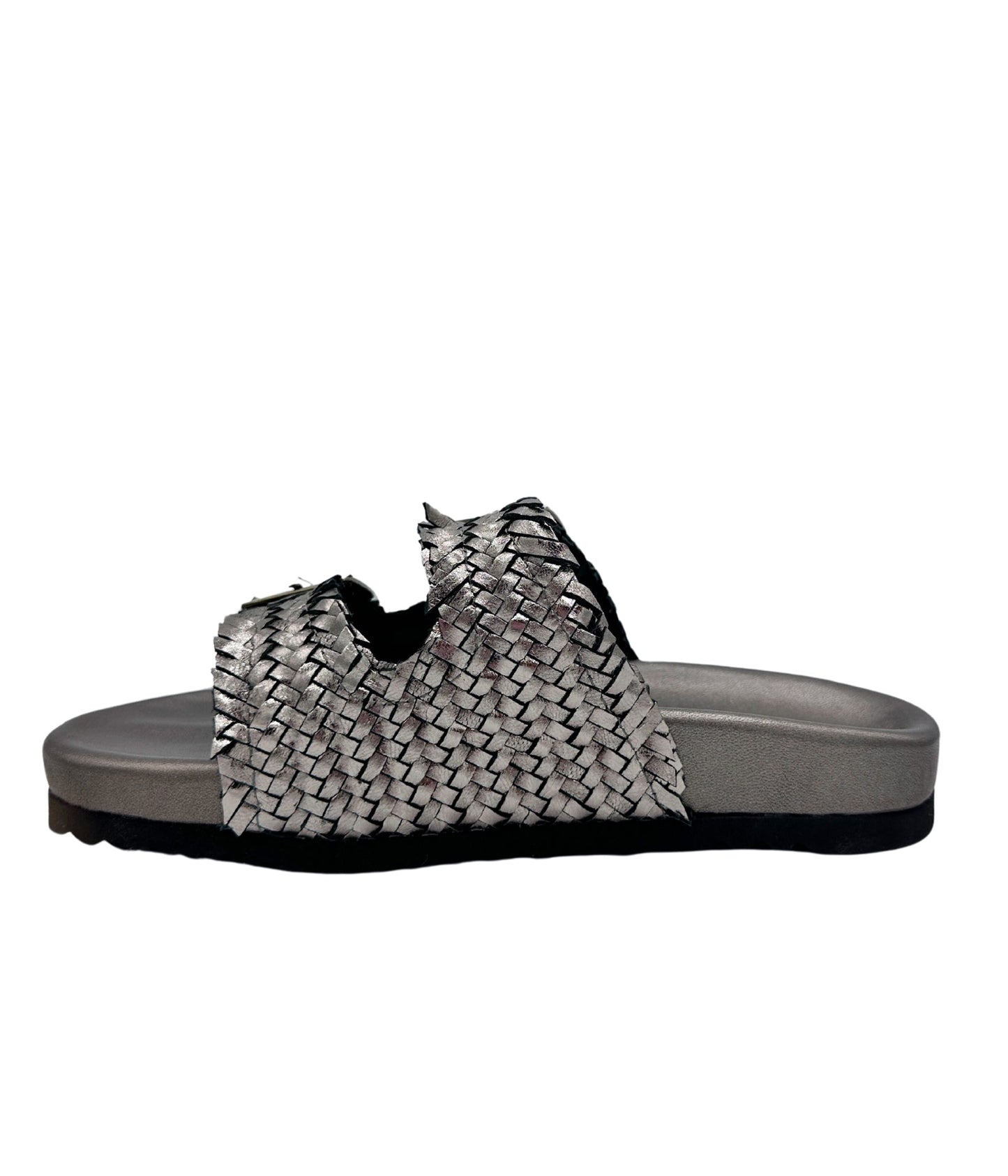 Intertwine Dual Woven Strap Slide in Pewter