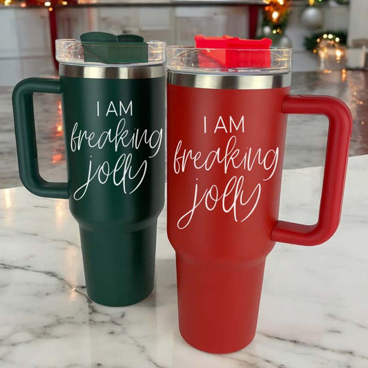 Travel coffee mug for mom
mom travel mug

Jolly tumbler
Holly Jolly Tumbler
