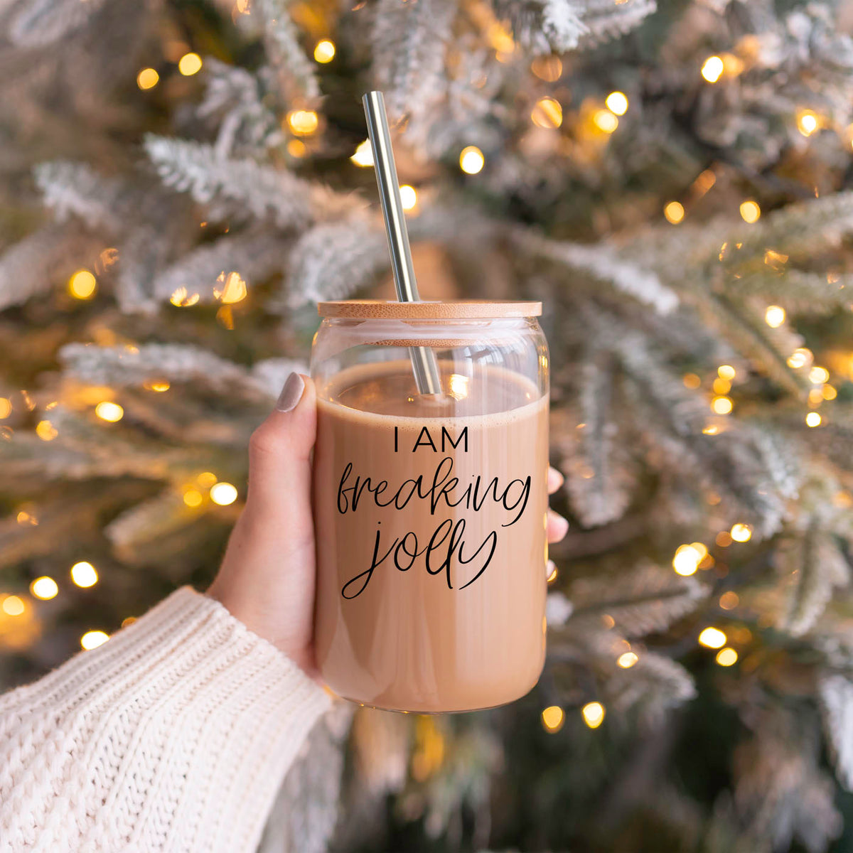 Christmas lifestyle glass tumbler
Christmas coffee cup lifestyle photo
holiday iced coffee lifestyle image
Christmas gift tumbler lifestyle