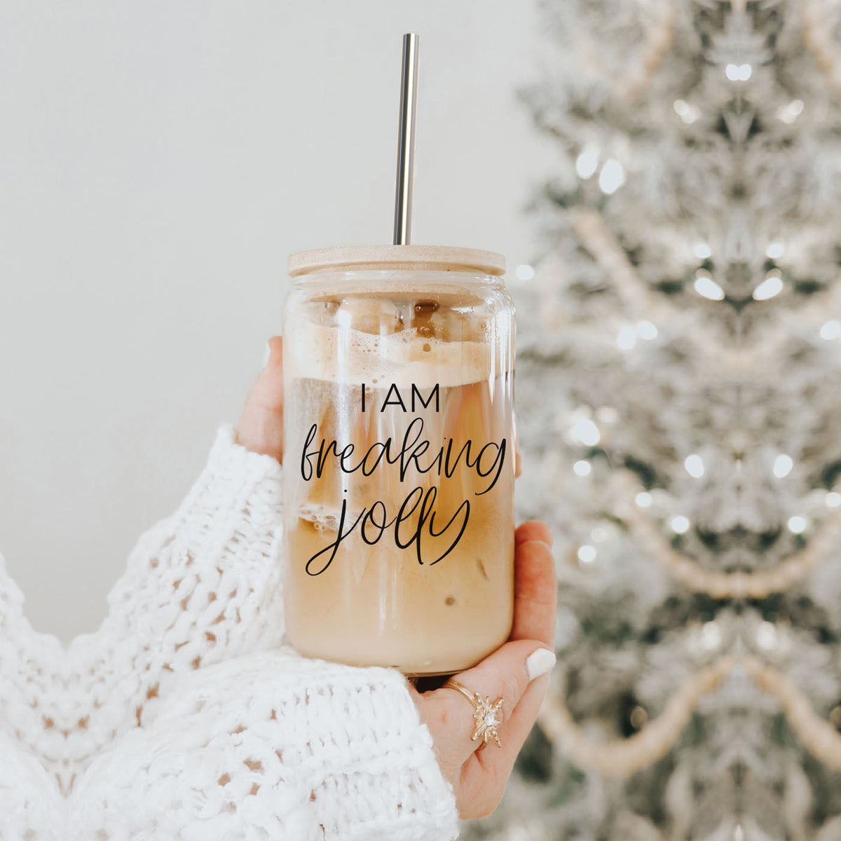 Christmas cup with funny saying
festive glass coffee cup with straw
coffee lover Christmas gift tumbler
Christmas caffeine cup for women