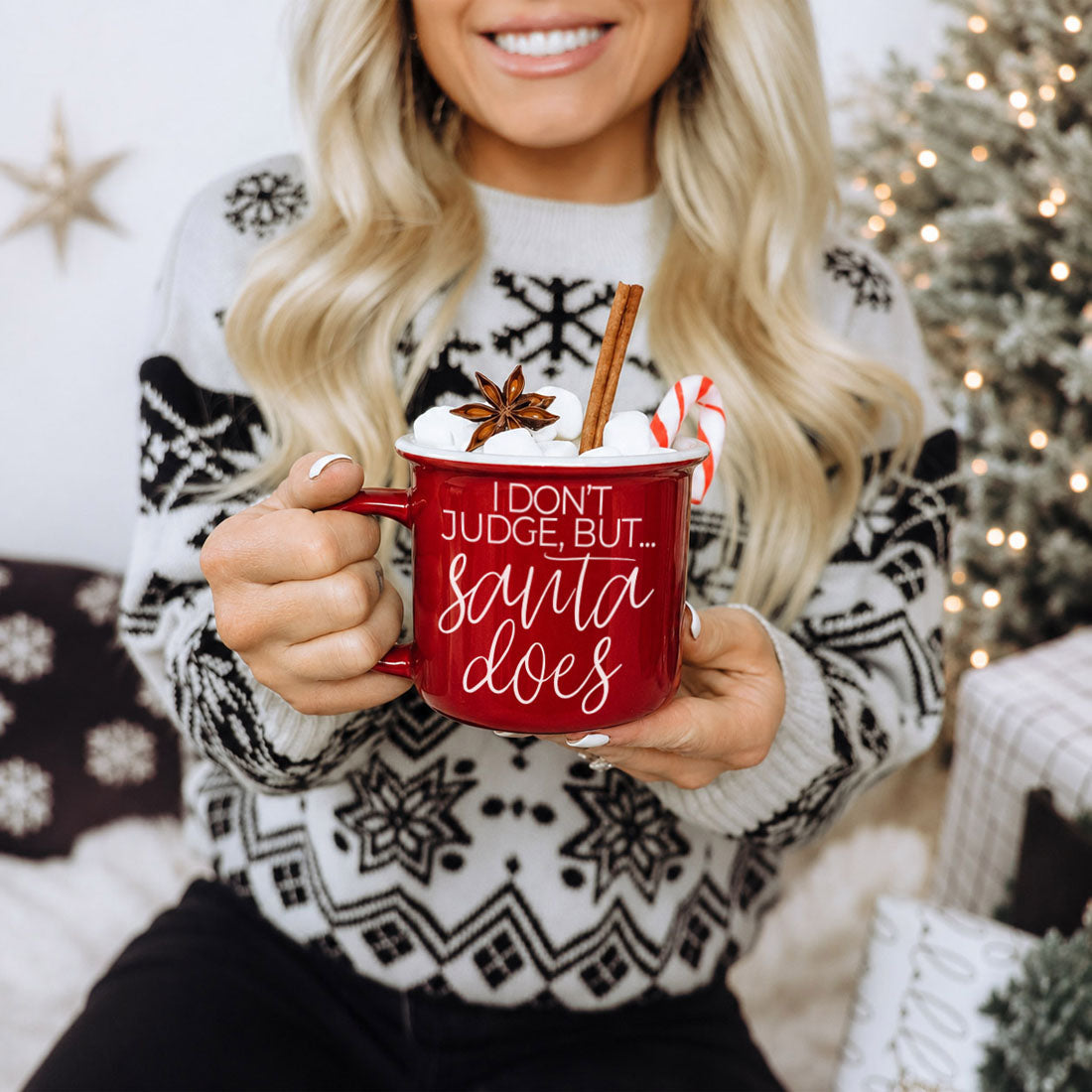 Christmas Eve hot chocolate cup
holiday comfort coffee mug
peppermint cocoa Christmas mug
cozy season coffee cup
Christmas vibes coffee mug
funny Christmas mug that says I don’t judge but Santa does
I Don’t Judge Santa Does Mug | Funny Christmas Cup | Holiday Coffee Bar Decor