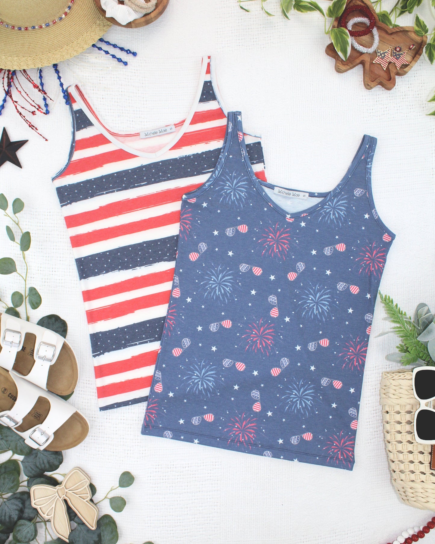 IN STOCK Kennedy Tank - Striped Red, White, and Micro Blue Stars