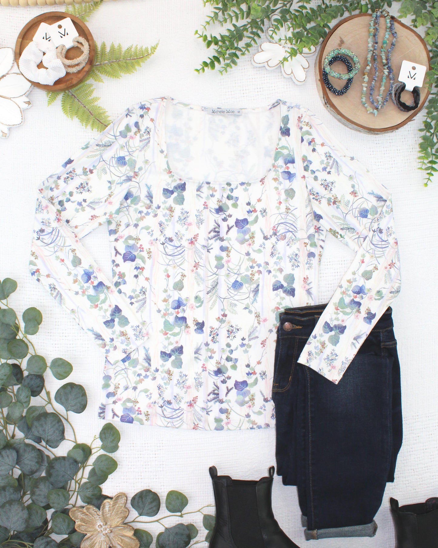 IN STOCK Alyssa Long Sleeve Top - Olive Meadow